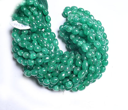 Beautiful Green Quartz Smooth Puff Oval Fancy Shape Beads,9/18" Strand Fine Quartz Plain Handmade Oval Quartz Gemstone Beads Jewelry Making