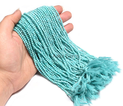 3 mm Beautiful Blue Amazonite Micro Cut Faceted Rondelle Beads Natural Amazonite Machine Cut Beads,13" Fine Amazonite Beads Jewelry Crafts