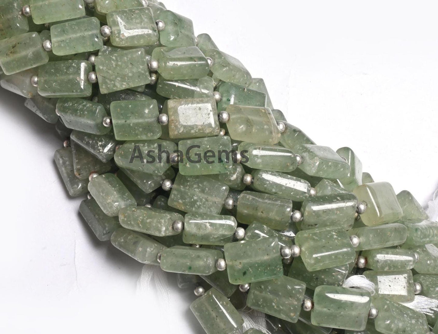 Natural Strawberry Quartz Smooth Rectangle Shape Handmade Beads, Light Green Strawberry Fancy Chicklet Straight Drill Gemstone Beads Jewelry