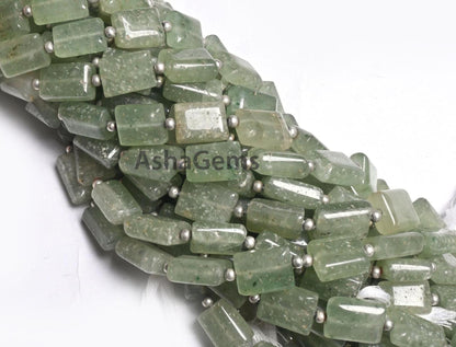 Natural Strawberry Quartz Smooth Rectangle Shape Handmade Beads, Light Green Strawberry Fancy Chicklet Straight Drill Gemstone Beads Jewelry