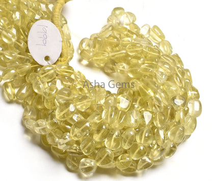 Natural Lemon Quartz smooth Nugget Gemstone Beads,16" Strand Fine Quality Lemon Plain Handmade Tumble Beads, Lemon Bead Jewelry Craft SALE