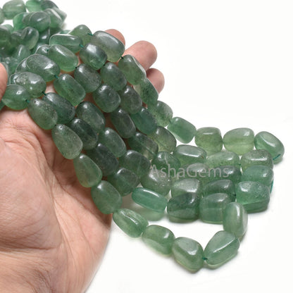 Natural Green Strawberry Quartz Smooth Nugget Shape Gemstone Beads, Strawberry Plain Uneven Big Size Nugget Tumble Bead Jewelry making Craft