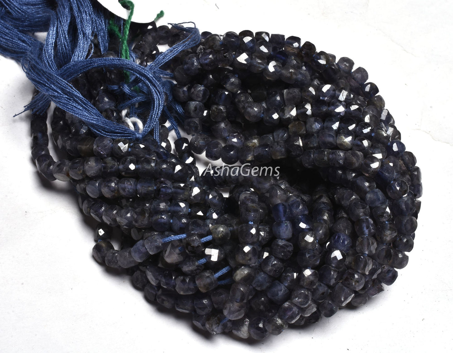 Beautiful Blue Iolite Faceted 3D Cube Box Faceted Gemstone Beads,13 Inch Strand,4mm, Natural Machine Cut Box Shape Bead Jewelry Making Craft