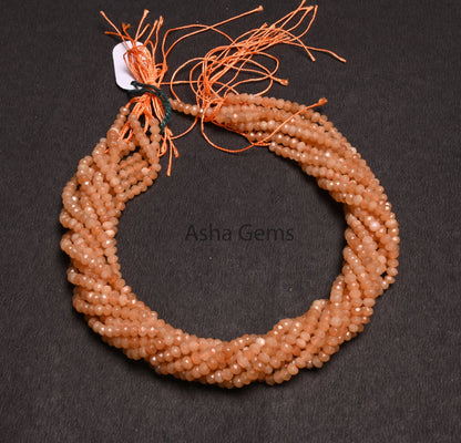 Beautiful Peach Jade Quartz faceted Rondelle Shape Loose Beads,13.5" Fine Peach Jade Quartz machine cut Bead,4.5 mm jade Beads Jewelry Craft (AG 15201)
