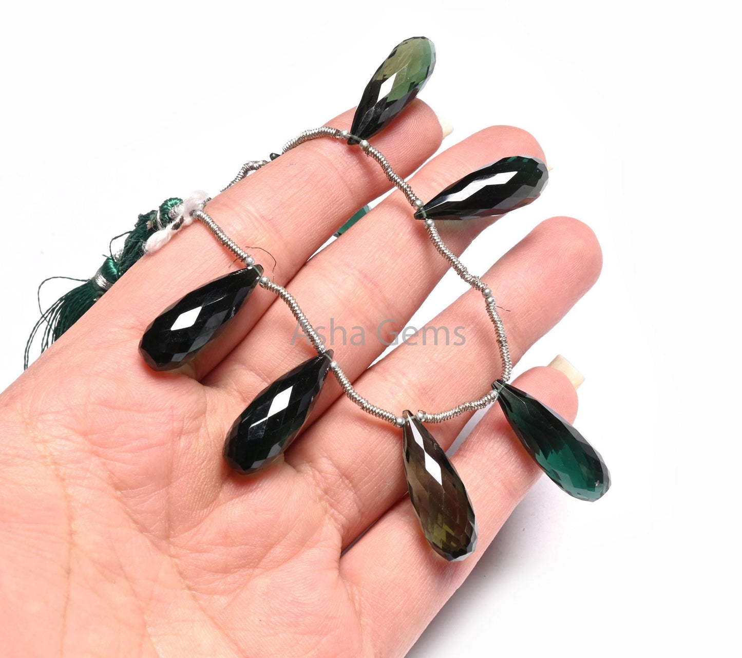 AAA Bottle Green Hydro Fancy Long Drops Faceted Gemstone Beads,8.5x24-9x28 mm Green Hydro Teardrop Briolette Machine Cut Beads Jewelry Craft