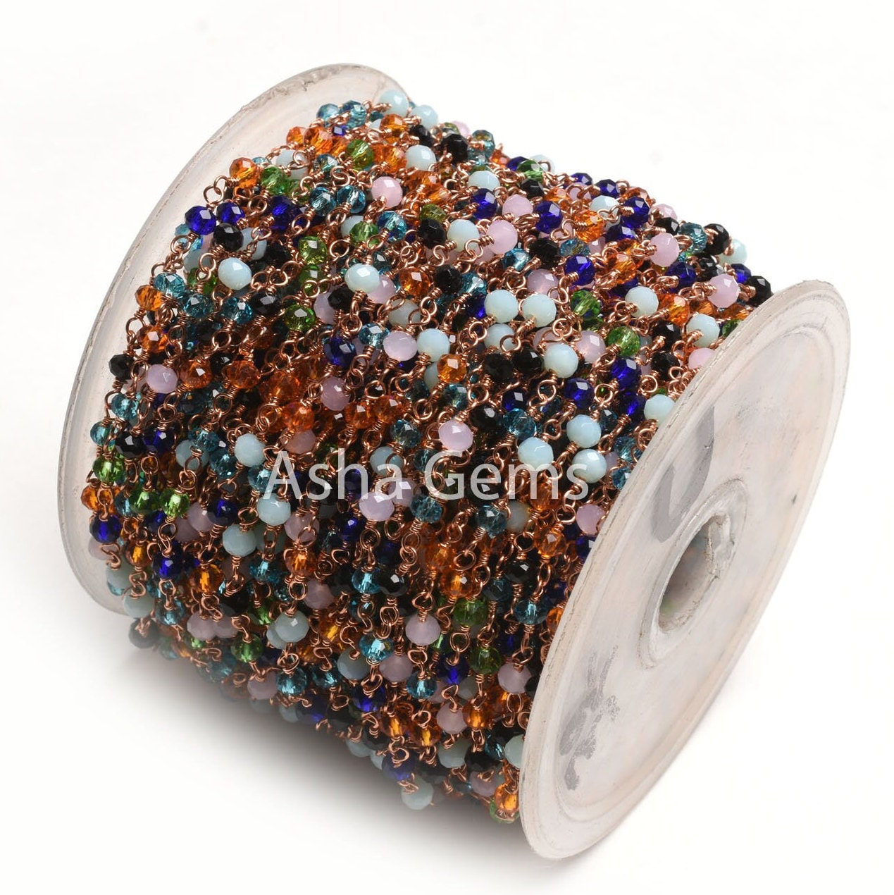 1-50 foot Multi Disco Hydro Faceted Rondelle Beads Rosary Chain,3mm Rose Gold Plated Wire Wrap Jewelry Necklace Making Chain Rosary Handmade