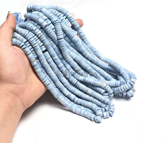 Beautiful Blue Oregon Opal Smooth Tyre Shape Gemstone Beads, AAA Blue Opal plain Flat wheel, Heishi Tyre Opal Bead Jewelry Making Craft SALE