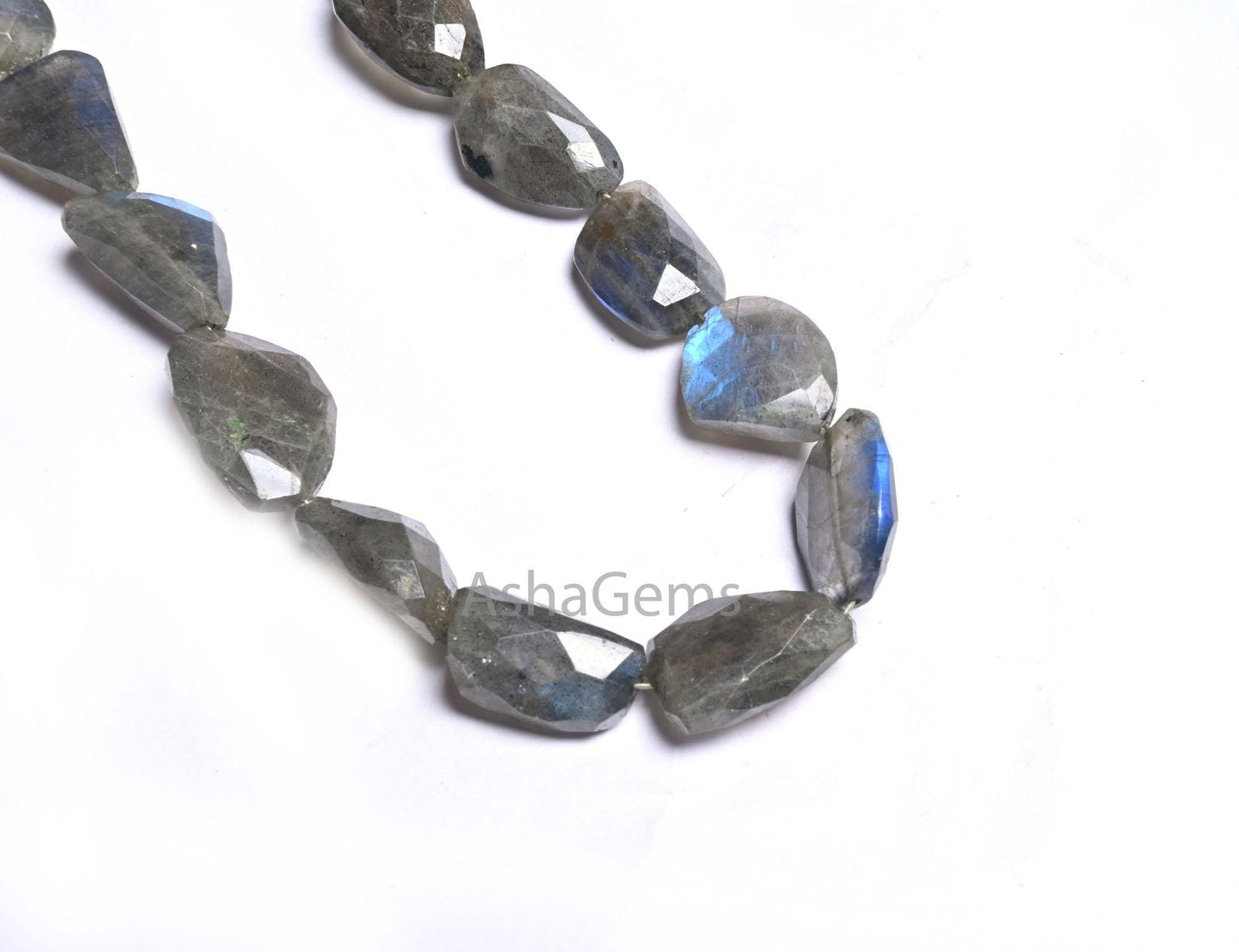 Beautiful Labradorite Nugget Shape Faceted Gemstone Beads,10" Natural Blue Fire Black Rainbow Uneven Tumble Handmade Bead Jewelry Craft SALE