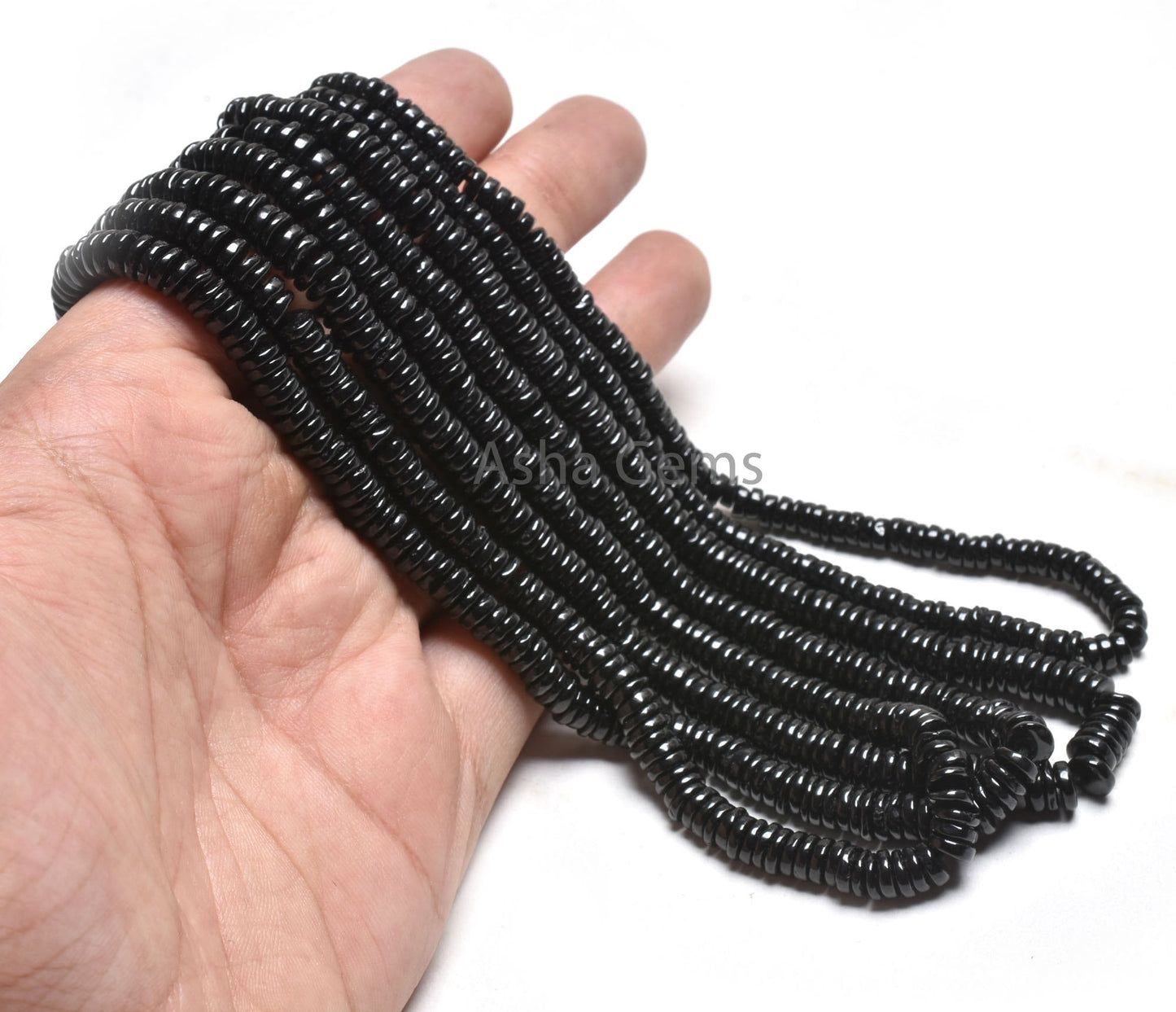 16" Beautiful Natural Black Spinel Smooth Tyre Gemstone Handmade Beads, AAA Spinel Smooth Wheel Shape Beads Jewelry Making Handicraft SALE
