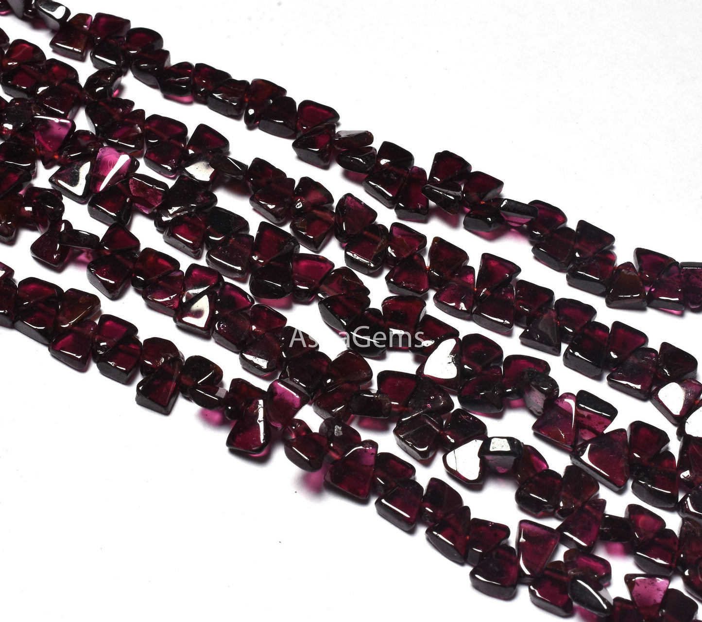 13" Strand Natural Garnet smooth Triangle shape Gemstone beads, red garnet plain handmade flat trillion Beads Garnet side drill Bead Jewelry