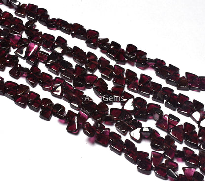 13" Strand Natural Garnet smooth Triangle shape Gemstone beads, red garnet plain handmade flat trillion Beads Garnet side drill Bead Jewelry