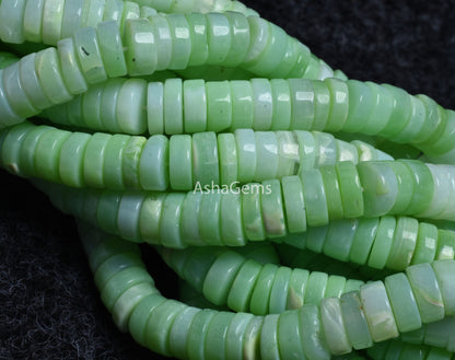 AAA Shaded parrot Green Opal Smooth heishi Tyre Gemstone beads,8 mm Opal Plain Wheel shape beads, Green Opal Smooth flat tyre beads Jewelry