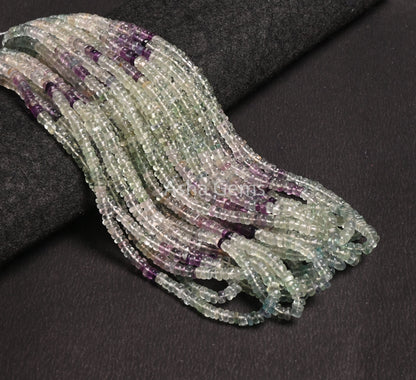 4.5mm Shaded Fluorite Smooth Heishi Tyre Gemstone Beads,8/16" Strand AAA Natural multi Fluorite Handmade Flat Wheel Bead Jewelry Making SALE