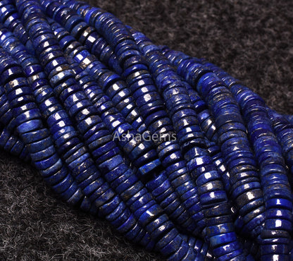 Beautiful  Blue Lapis Lazuli Smooth Heishi Tyre Shape Gemstone Beads,Lapis Flat Gemstone Beads Lapis Loose Beads For Jewelry Making Crafts