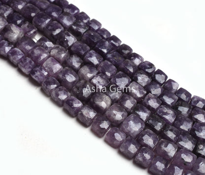 Purple Charoite Faceted 3D Cube Box Beads,8" Strand Natural Charoite Beads, Charoite Cube Box Gemstone Loose Beads Jewelry Handicraft SALE