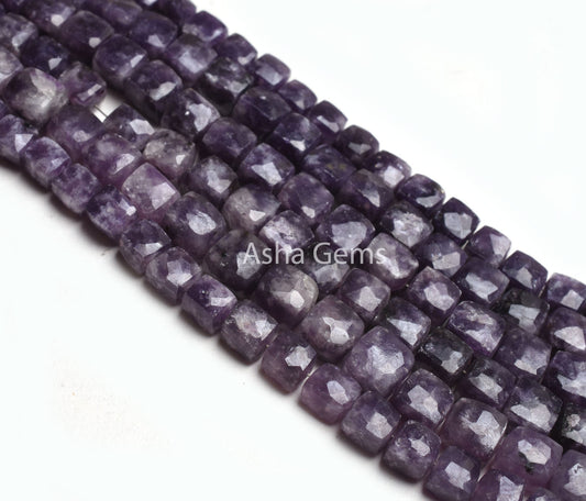 Purple Charoite Faceted 3D Cube Box Beads,8" Strand Natural Charoite Beads, Charoite Cube Box Gemstone Loose Beads Jewelry Handicraft SALE