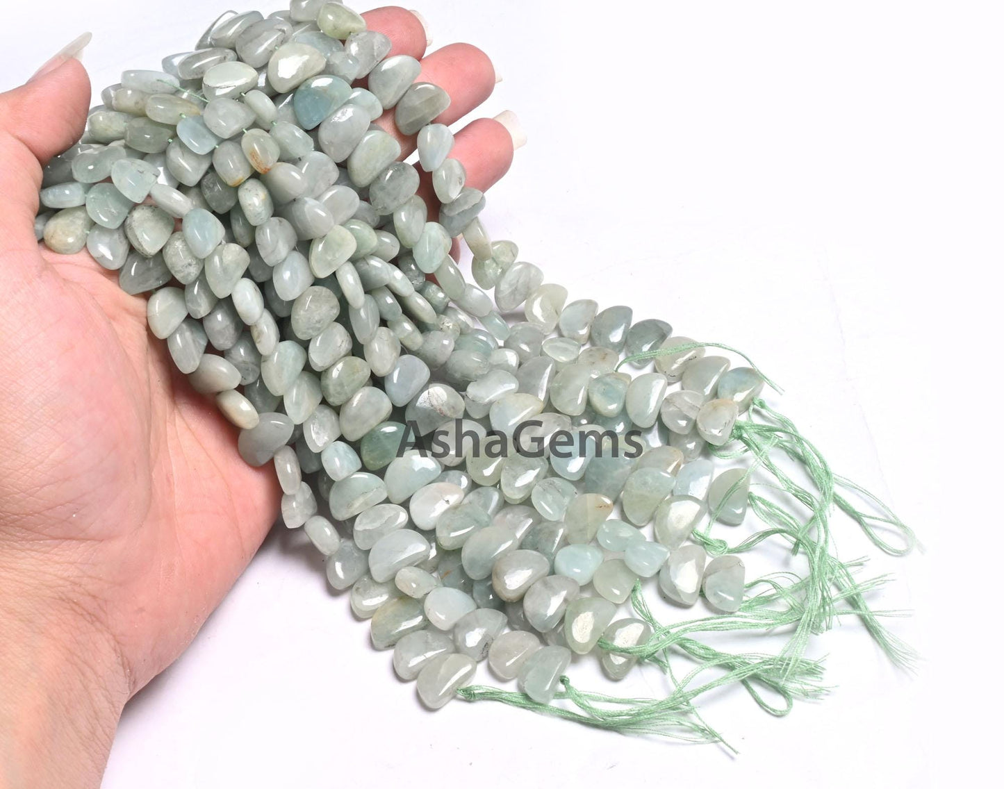 Natural Aventurine Fancy D Shape Smooth Gemstone Beads,9" Light Green Aventurine Half Moon Handmade Bead, Angoori Margaj Beads Jewelry Craft