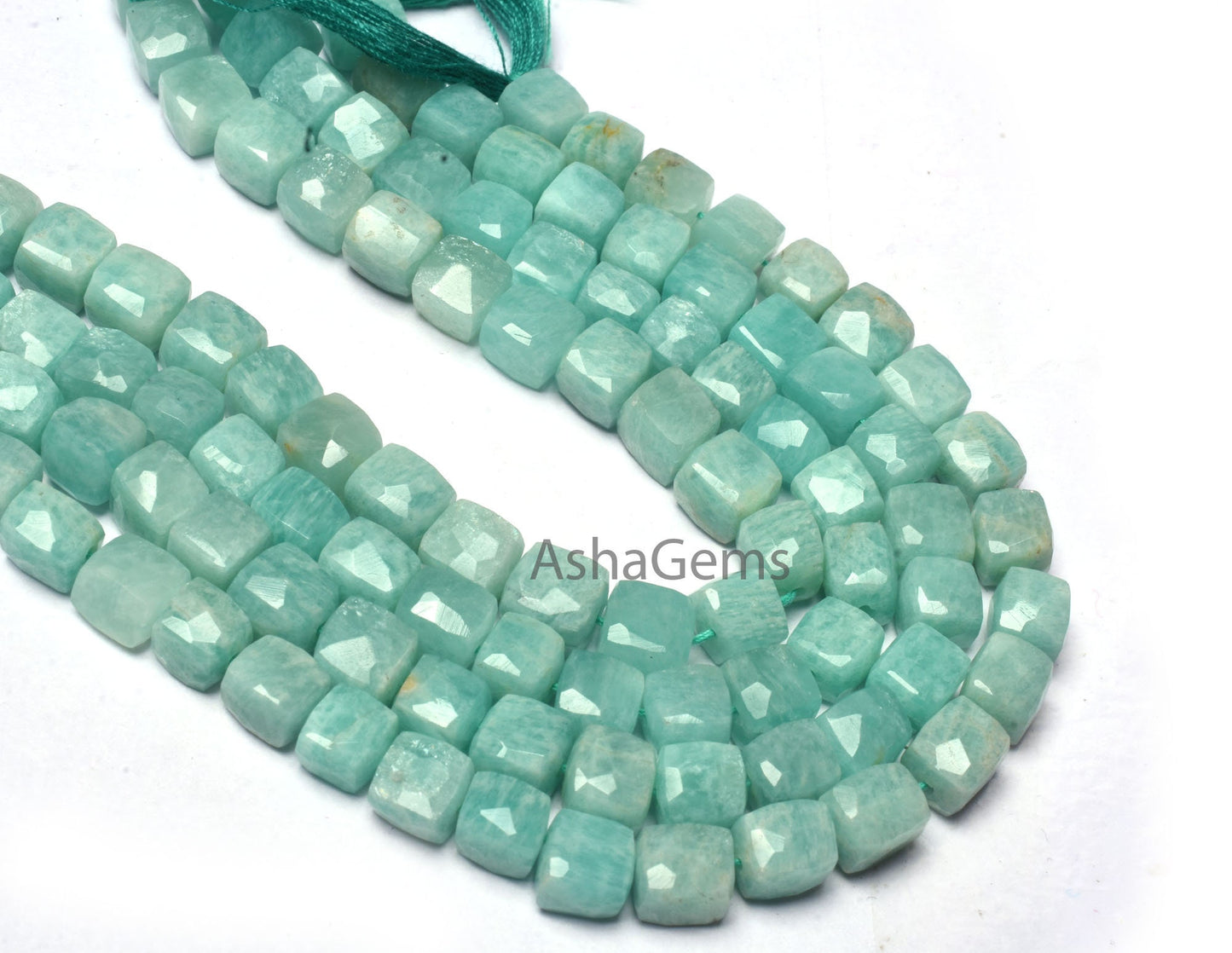 Beautiful Amazonite Faceted Box Shape Gemstone Beads,8"Strand Natural Blue Amazonite 3D Cube Box Bead, Amazonite Cube Beads For Jewelry SALE