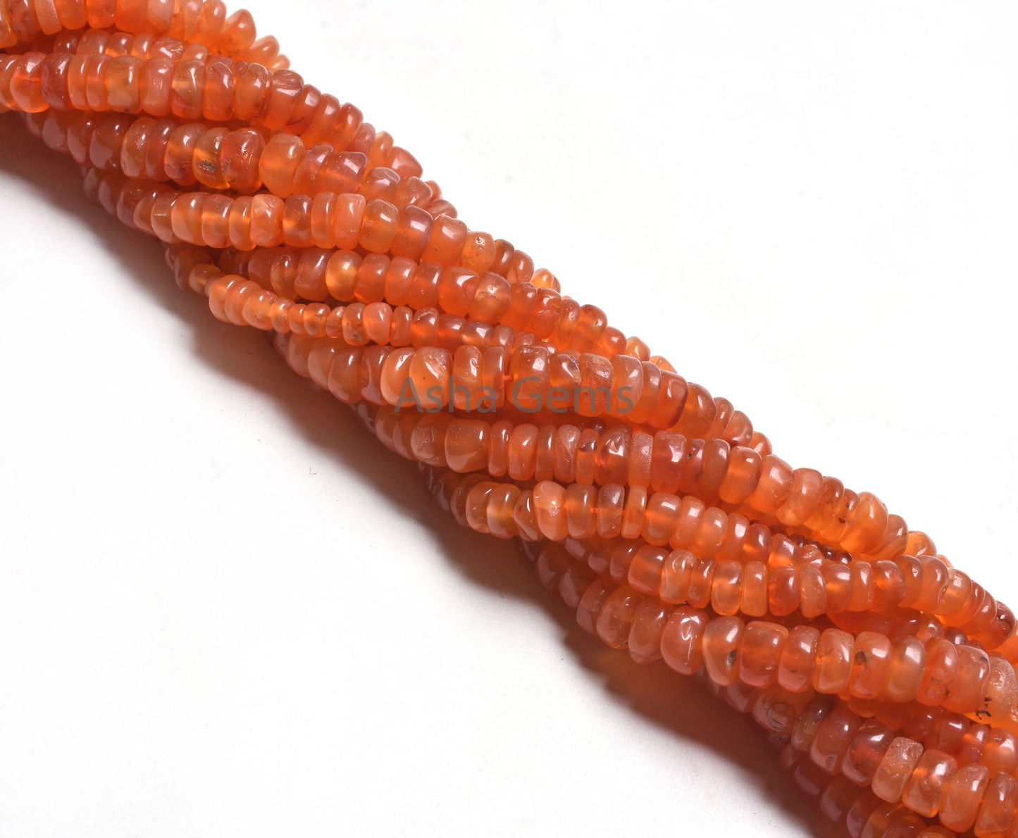 12"Strand Carnelian Smooth Beads, Orange Red Carnelian Plain Handmade Flat Rondelle Gemstone Beads, Carnelian Bead Jewelry Making Handicraft