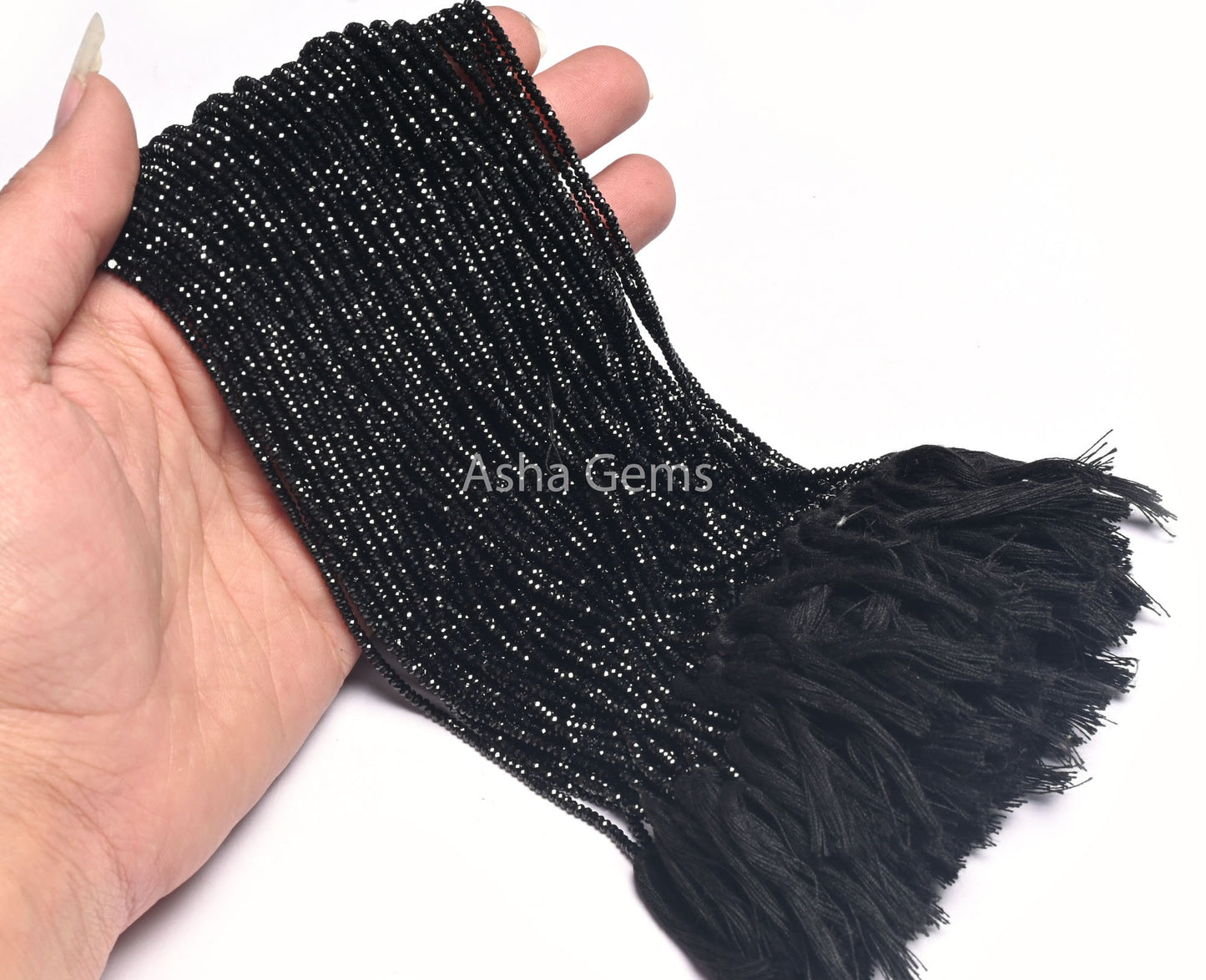 AAA+ Quality Black Spinal Micro faceted Machine Cut Flat Rondelle Beads,2.2x1.1 mm Natural Black Spinel Diamond Cut Beads, Spinel Beads SALE