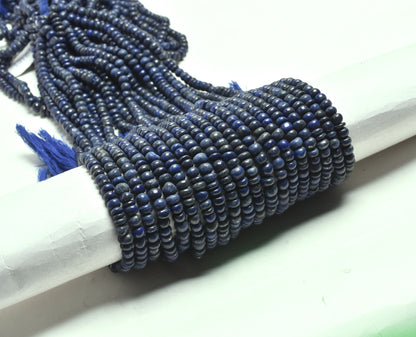 Natural Lapis Lazuli Smooth Rondelle Shape Beads,5.5,6mm Blue Lapis Plain Handmade Gemstone Loose Beads,12.5" Lapis Lazuli Bead Jewelry SALE
