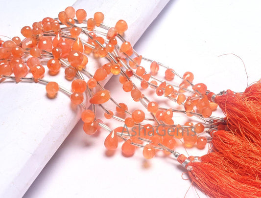 Beautiful Orange Carnelian Faceted Drop Shape Beads, Natural Carnelian Side Drill Gemstone Teardrop Fine carnelian Beads Jewelry Crafts SALE (AG 18599)