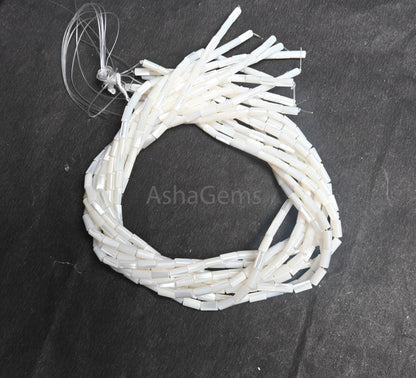 Fine Mother Of Pearl Fancy Tube Shape Smooth Gemstone Beads,3.5-8 mm Natural Iridescent White MOP Shell Pipe Straight Drill MOP Bead Jewelry