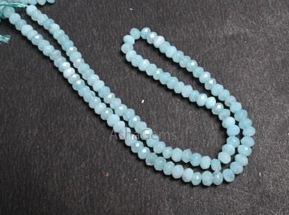 Beautiful Aqua Blue Jade Quartz faceted Rondelle Shape Beads,4.5 mm Sky blue Color Jade machine cut Gemstone Beads Jewelry Making Craft SALE