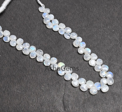 9"Strand Natural Rainbow moonstone Smooth Heart Gemstone beads, Blue Fire Rainbow Uneven Heart Shape Handmade bead Jewelry Making Craft SALE