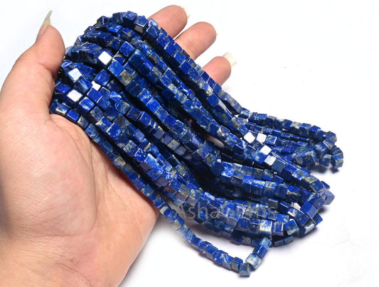 Beautiful Blue Lapis Lazuli 3D Cube Box Shape Smooth Gemstone Beads,8/16" Natural Lapis Plain handmade Cube Box Fine Lapis Bead Jewelry SALE