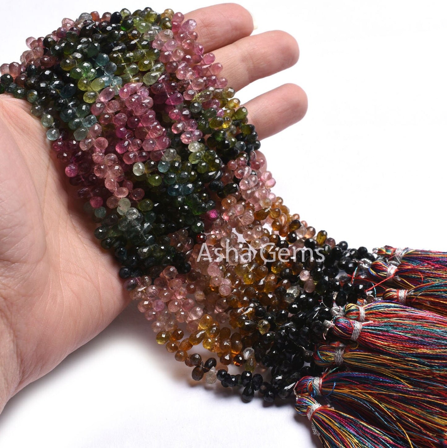 Natural Multi Tourmaline Faceted Drops Shape Gemstone Beads,Fine Tourmaline Beads Tourmaline Side Drill Teardrop Briolette Bead Jewelry SALE