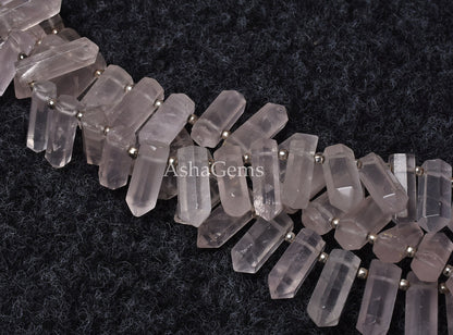 Beautiful Pink Rose Quartz Faceted Bullet Shape Beads,Rose Quartz Fancy Shape Beads, Pink Gemstone Pencil Beads, Jewelry Making Craft, SALE