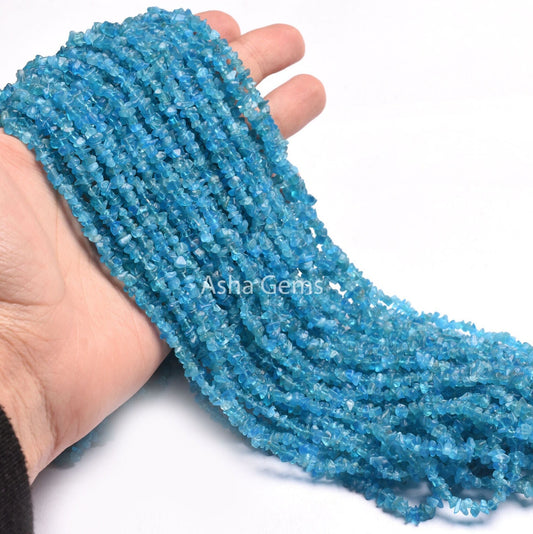 34"Strand Natural Neon Apatite Gemstone Uncut Chips Raw Beads, Blue Neon Apatite Rough Smooth Nugget Beads, Fine Quality Apatite Chips SALE