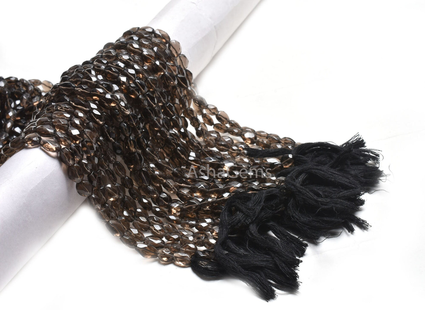 Beautiful Smoky Quartz Faceted Oval Beads, Fine Smoky Indian Hand Cut Oval Straight Drill Gemstone Beads, Natural Black Smoky Beads jewelry