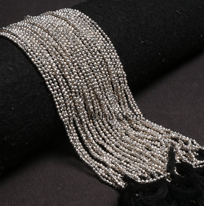 AAA Quality Silver Pyrite Micro Cut Beads,13" Strand,2.5 mm,Beautiful Natural Silver Pyrite Faceted Rondelle Shape Gemstone Beads, Pyrite