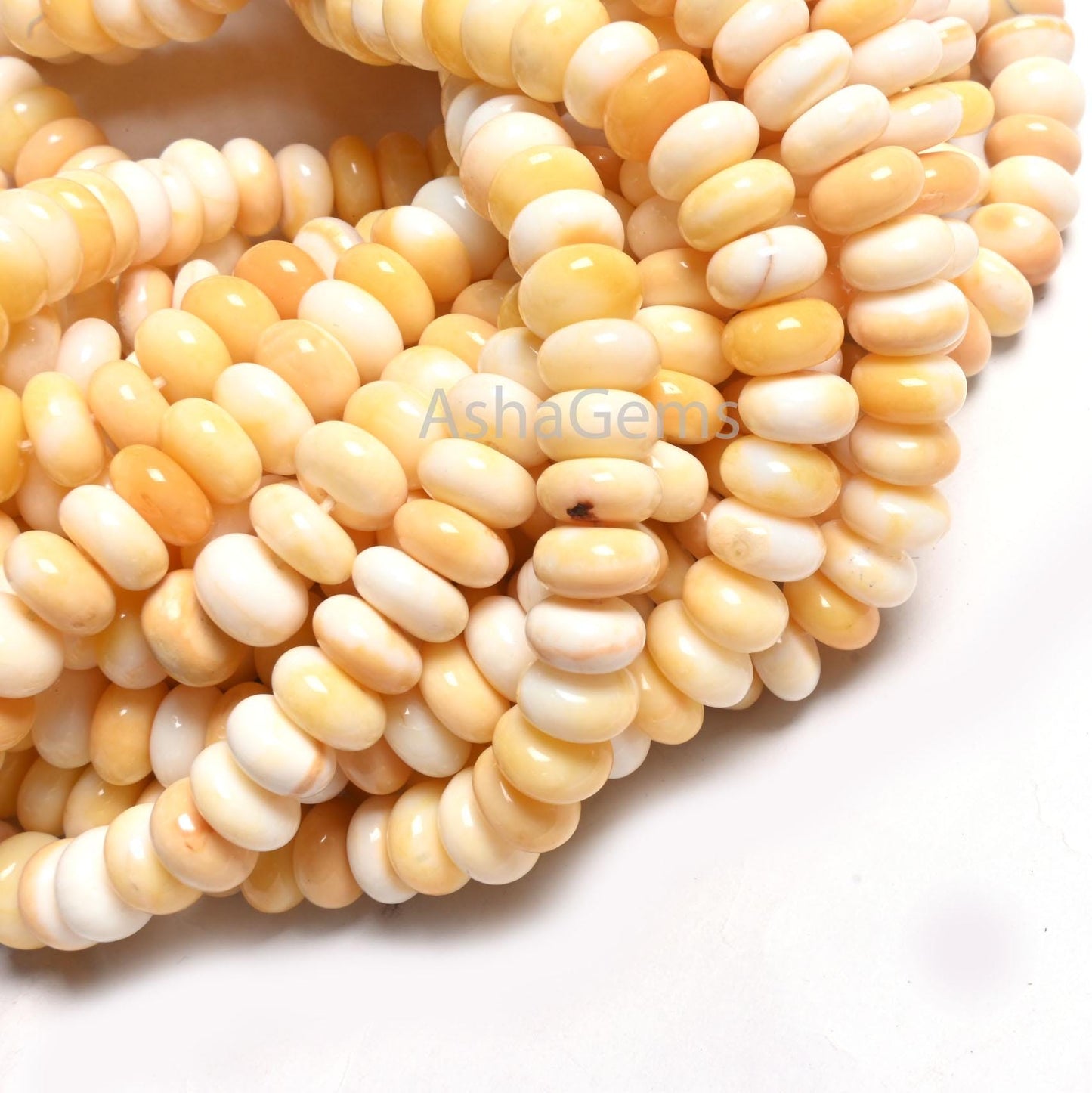 Yellow Opal Smooth Rondelle Shape Beads,8,16" Strand Yellow Shaded Opal Plain Gemstone Handmade Beads For Jewelry, AAA Yellow Opal Bead Sale