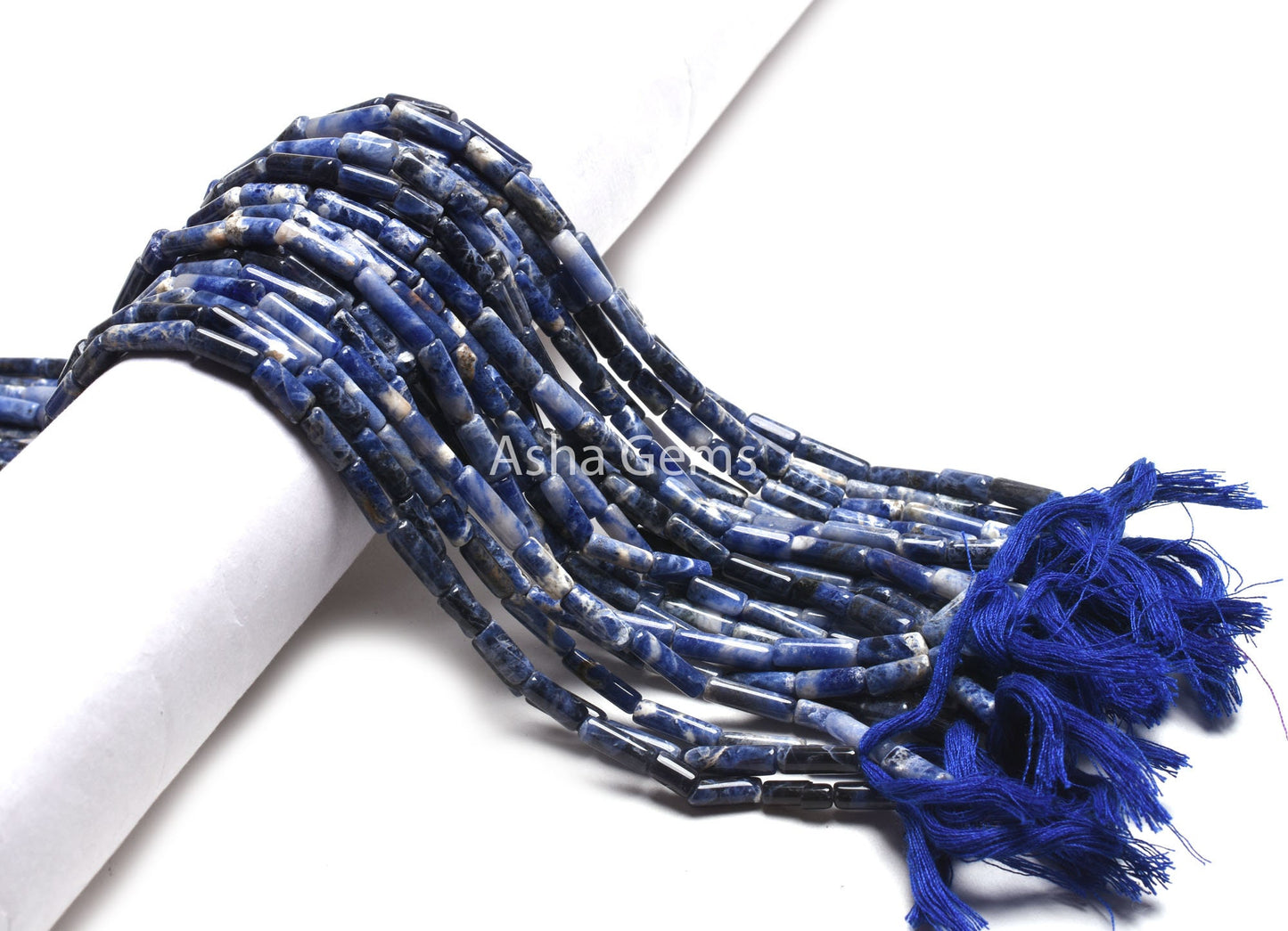 Natural Blue Sodalite Smooth Pipe Shape Beads,13" Strand Sodalite Long Pipe Handmade Gemstone Beads Uneven Tube Beads Sodalite Jewelry Craft