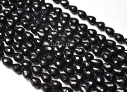 Natural Black Spinel Faceted Drops Shape Beads,5x7 mm Black spinel Faceted Drops Beads,13 Inch Fine Quality Spinel Briolette Gemstone Beads