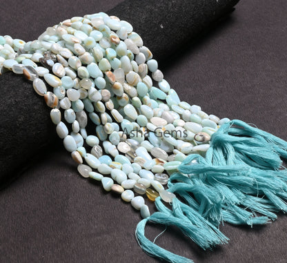 Beautiful Sky Blue Boulder Opal Smooth Nugget Gemstone Loose Beads,7-12mm Shaded Opal Handmade Uneven Tumble Beads Jewelry Making Craft SALE (AG 22286)