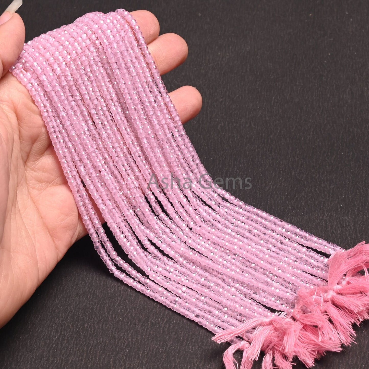 3 mm AAA Quality Pink Zircon Micro Faceted Rondelle Beads, Pink Zircon Machine Cut Beads,12.5" Fine Zircon Machine Cut Beads Jewelry Makings