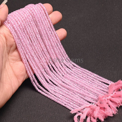 3 mm AAA Quality Pink Zircon Micro Faceted Rondelle Beads, Pink Zircon Machine Cut Beads,12.5" Fine Zircon Machine Cut Beads Jewelry Makings