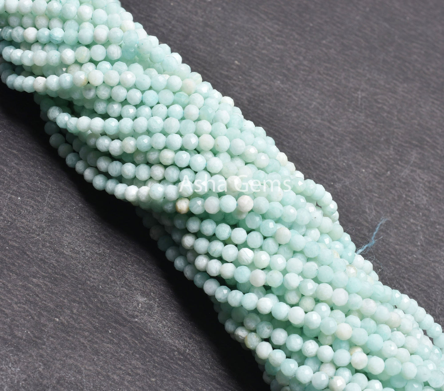 3.6 mm Natural Amazonite Micro Cut Round Gemstone Beads, Fine Blue Amazonite Machine Cut Round Ball Bead, Amazonite Bead Jewelry Crafts SALE