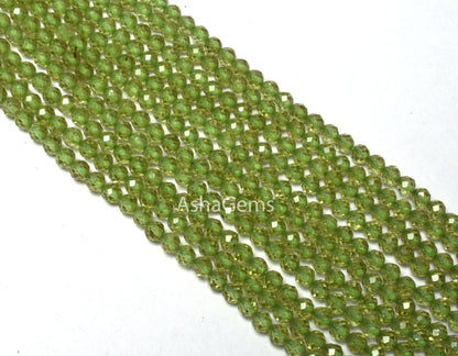 Beautiful Green  Peridot Faceted Round Beads,3.5 mm Natural Peridot Round Ball Gemstone Beads, Peridot beads Micro Faceted machine Cut Beads