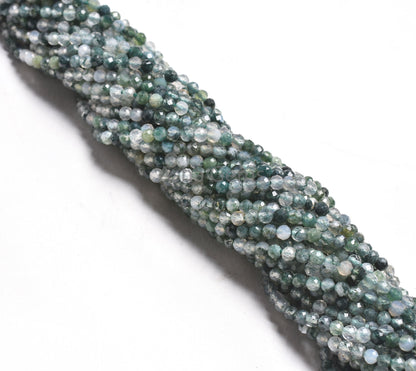 Rare Moss Green Agate Micro Cut Faceted Rondelle Gemstone Beads,2.8 mm Natural Moss agate Beads, Agate Machine Cut Bead Jewelry Crafts SALE