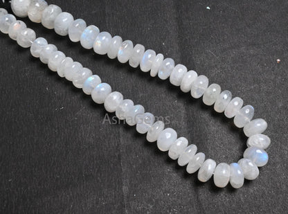 Beautiful Blue Fire Rainbow Moonstone Smooth Rondelle Beads, Fine Flashy White Rainbow Moonstone Plain Handmade Gemstone Beads Jewelry Craft