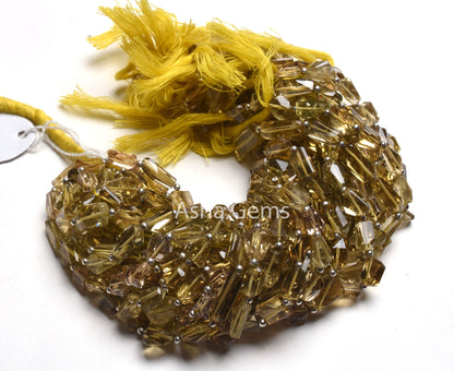 Natural Lemon Quartz Faceted Nugget Gemstone Beads, AAA Yellow Lemon Uneven Nugget Straight Drill Bead, Lemon Quart Bead Jewelry Making SALE