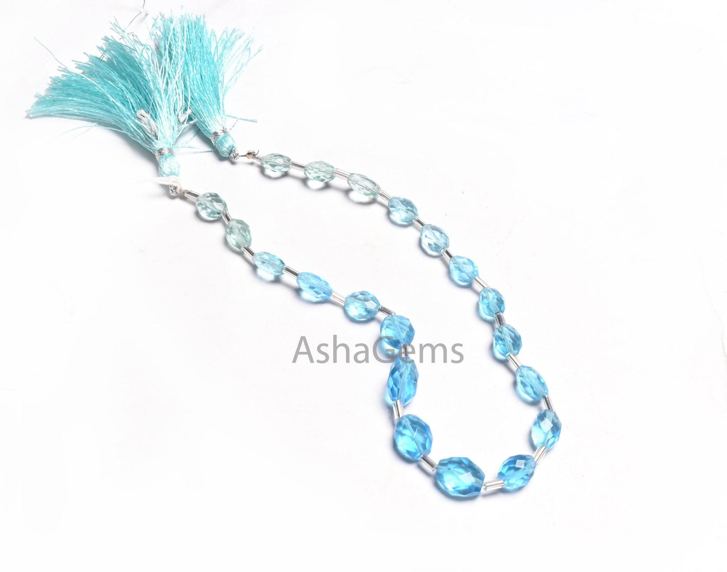 Beautiful Shaded Blue Topaz Color Hydro Oval Shape Checker Cut Beads,10" Blue Hydro faceted Oval Briolette handmade Beads Jewelry Craft SALE