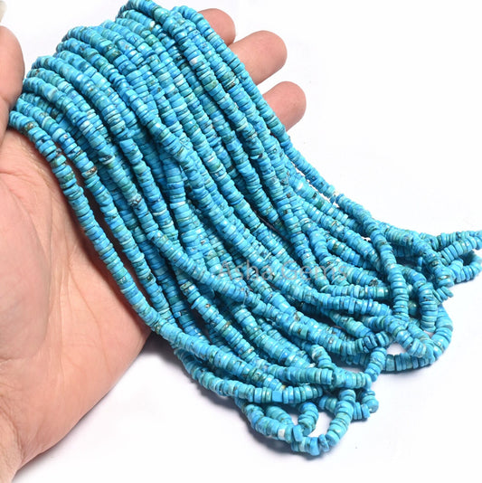 Beautiful Blue Turquoise Howlite Smooth Heishi Tyre Beads,Turquoise Plain Handmade Uneven Tyre Shape Gemstone Bead Jewelry Making Craft SALE