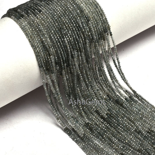 beautiful Shaded Green sapphire Faceted Rondelle Gemstone Beads, Rare Green sapphire Micro Faceted Bead Precious Sapphire Beads For Necklace