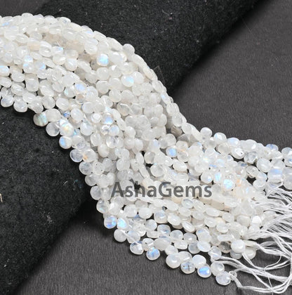 9"Strand Natural Rainbow moonstone Smooth Heart Gemstone beads, Blue Fire Rainbow Uneven Heart Shape Handmade bead Jewelry Making Craft SALE